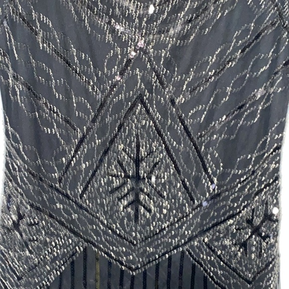 FunDaisy size XL Black FULL Sequin Sheath Midi Flapper Dress LINED SIDE ZIPPER - Picture 4 of 13